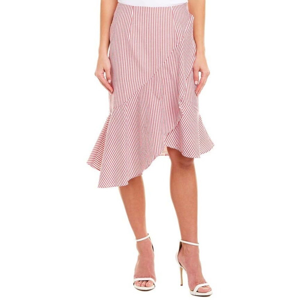 WAYF Red & White Striped Ruffled Skirt - XXL